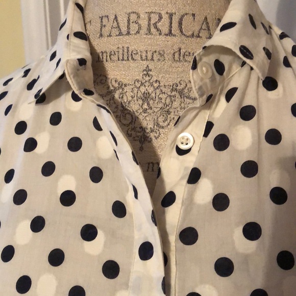 J CREW Half Placket Black/White Blouse Size Small - Picture 2 of 6